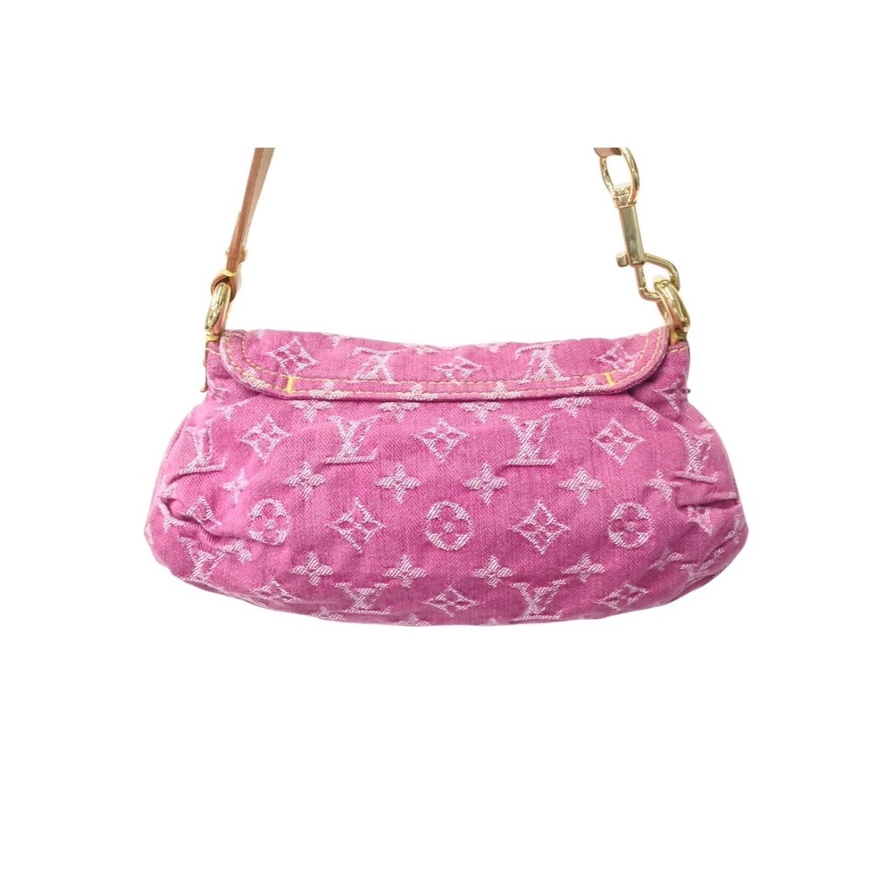 LOUIS VUITTON Pleaty One Shoulder Hobo Bag Monogram Denim Pink - Picture 3 of 9